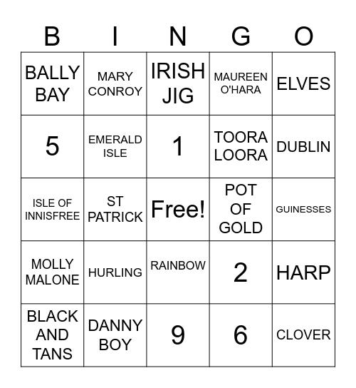 ST PATRICK'S DAY BINGO Card
