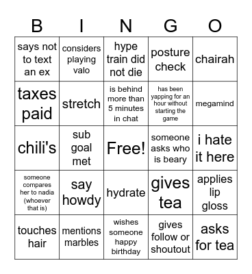 sreme bingo Card