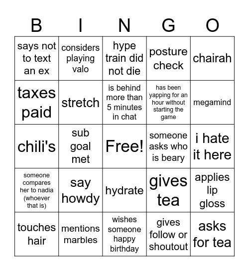 sreme bingo Card