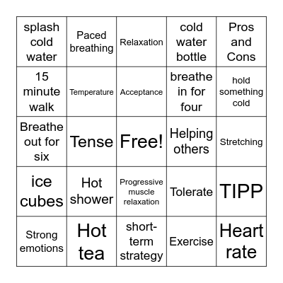 TIPP Skill Bingo Card