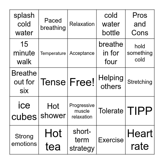 TIPP Skill Bingo Card