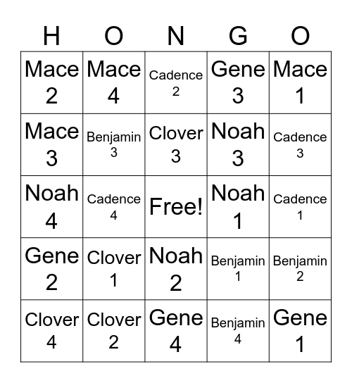 Horse Riding Head Hunters Bingo Card