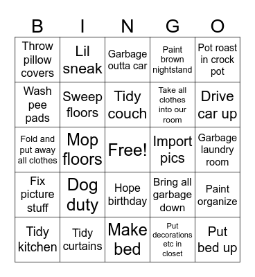 Monday 17 Bingo Card