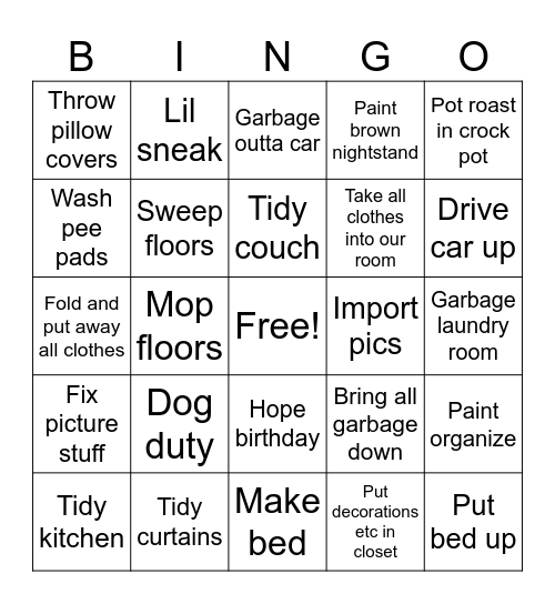 Monday 17 Bingo Card