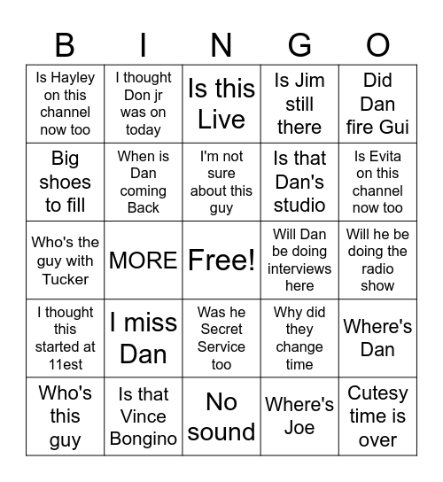 Bongino Army Bingo Card