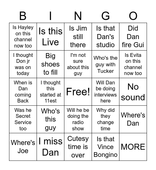 Bongino Army Bingo Card