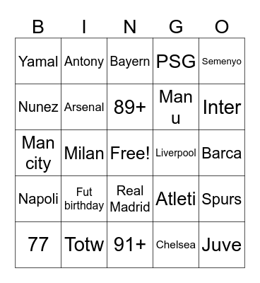 Crafting upgrade Bingo Card