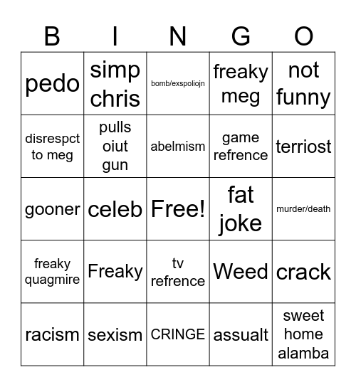 FAMILY Bingo Card
