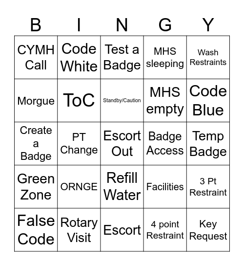 SECURITY Bingo Card