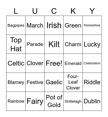 Lucky Bingo: St. Patrick’s Day Edition Bingo Card