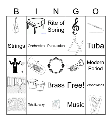 Orchestra Bingo Card