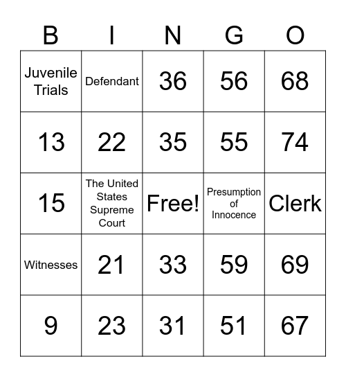 Number Bingo 1-75 Bingo Card
