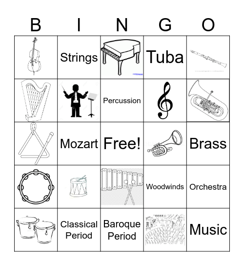 Orchestra Cycle 1 Bingo Card