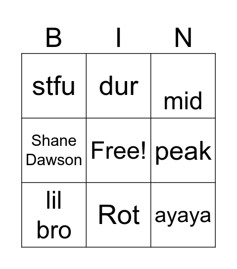Bliss Bingo Card