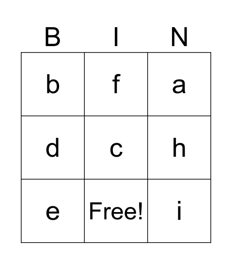 A-I Bingo Card
