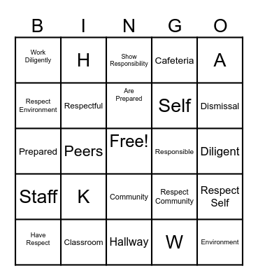 H.A.W.K.S. Expectations Bingo Card