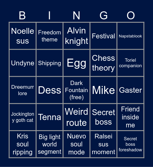 Deltarune Ch 3/4 Bingo Card