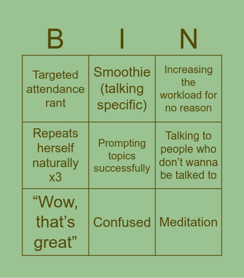 Cat bingo Card