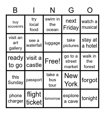 Boost Up 5 Unit 5: Going On A Trip Bingo Card