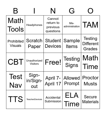 CMAS BINGO! Bingo Card