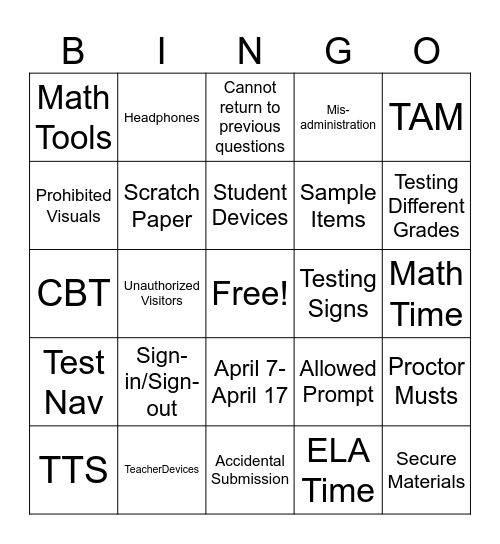 CMAS BINGO! Bingo Card