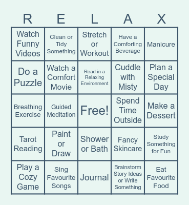 Self Care Bingo Card