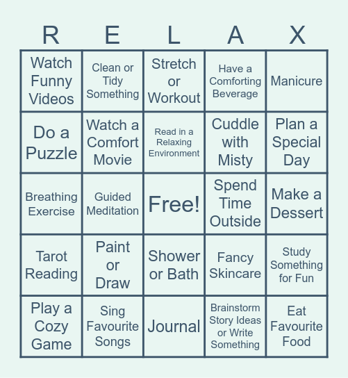 Self Care Bingo Card
