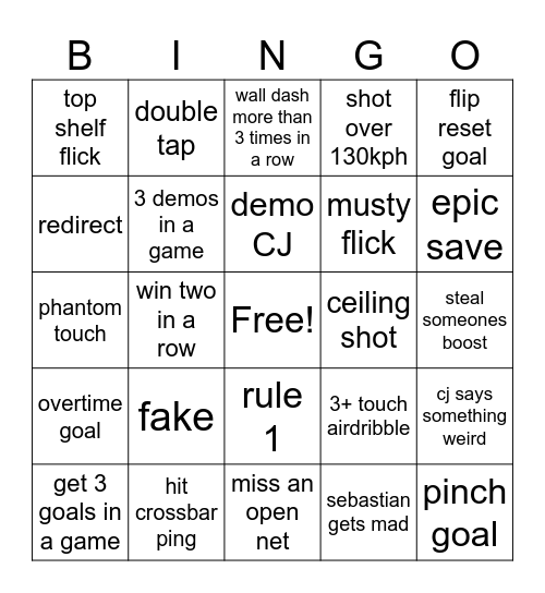 depaul rocket league bingo (in-game) Bingo Card