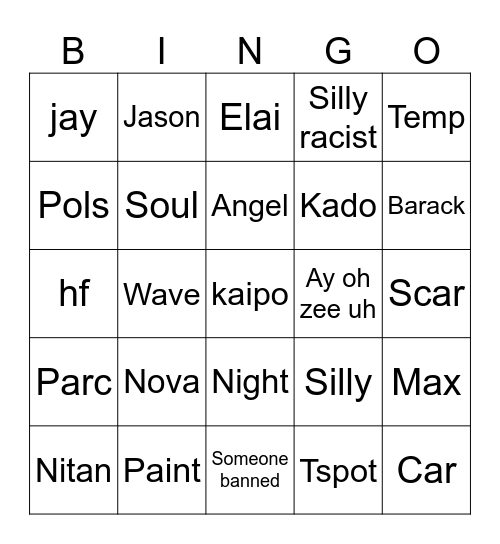 Exodus Bingo Card