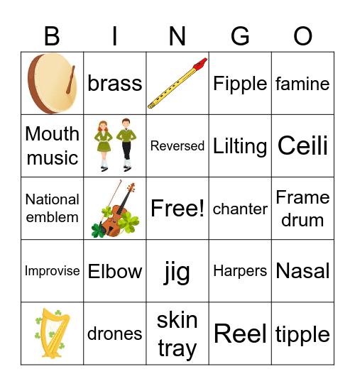 Irish Music Bingo Card