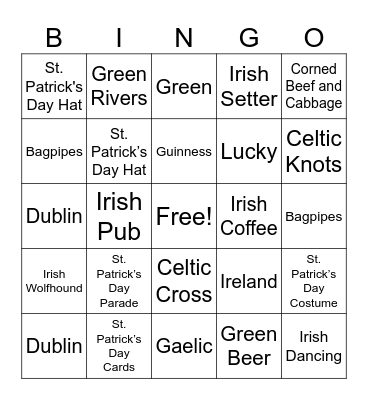 St.Patricks Day Bingo Card