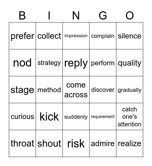 Week 4周测（D-完形） Bingo Card