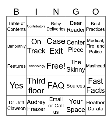 Journal of Emergency Dispatch Bingo Card