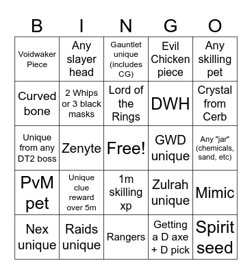 Oath Cb 101 and above Bingo Card