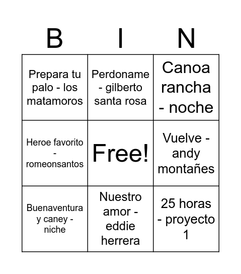 Paula Andrea & Yeiner Eduardo Bingo Card