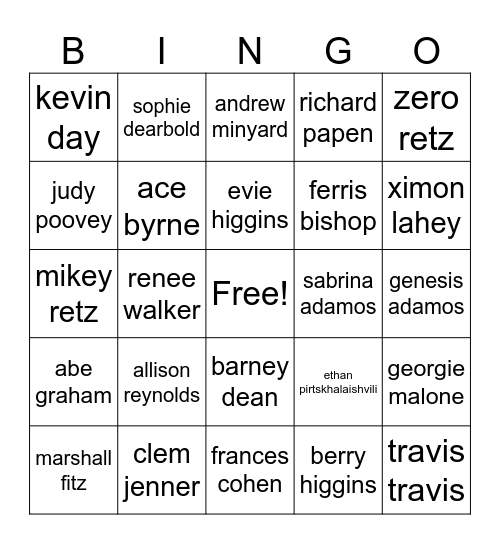 group chat bingo Card