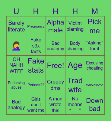 R/ not how girls work Bingo Card