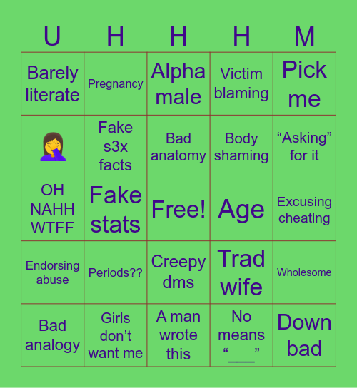 R/ not how girls work Bingo Card