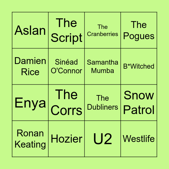 Irish Icons Bingo Card