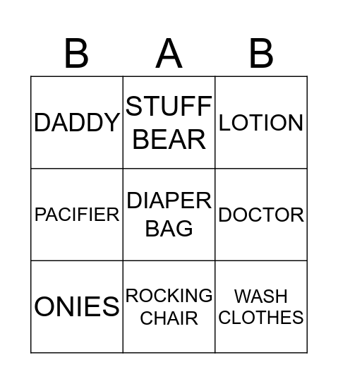 BABY HUGHES BINGO Card