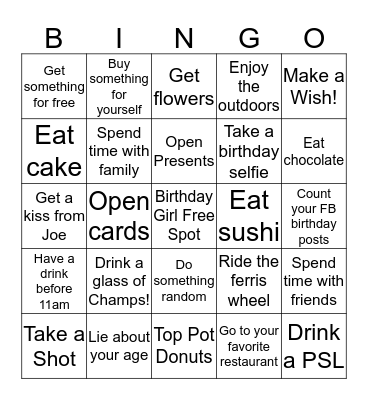 Vesna's Birthday Bingo Card