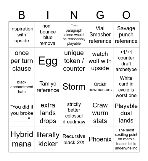 Tarkir Dragonstorm Bingo Card