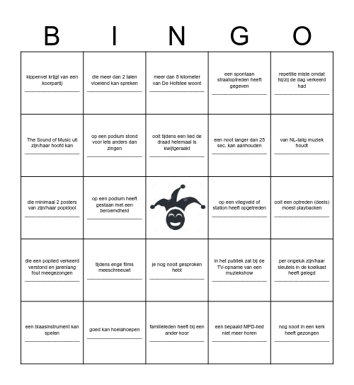 Vind iemand in een andere stemgroep die... Bingo Card