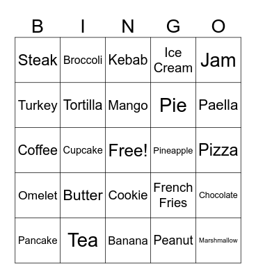 FOOD Bingo Card