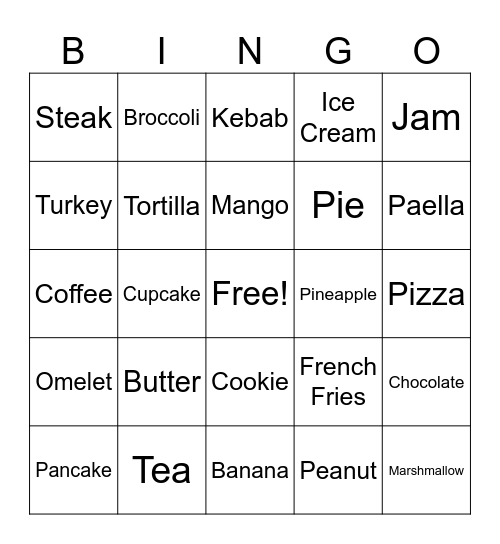 FOOD Bingo Card
