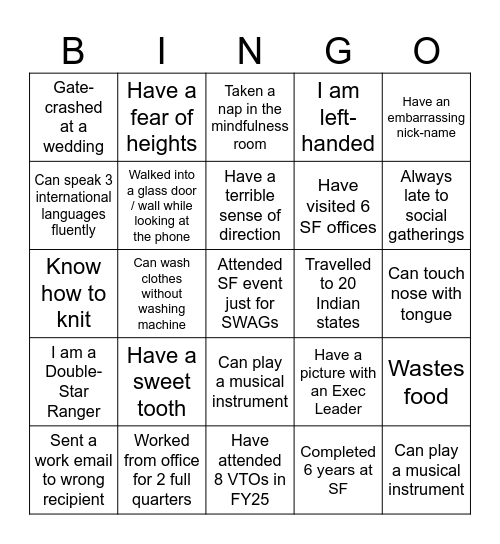 Salesforce Bingo Card