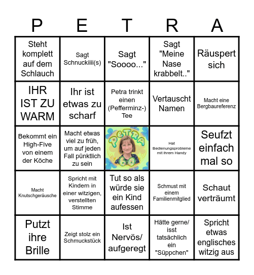 Das ULTIMATIVE Petra Bingo! Bingo Card