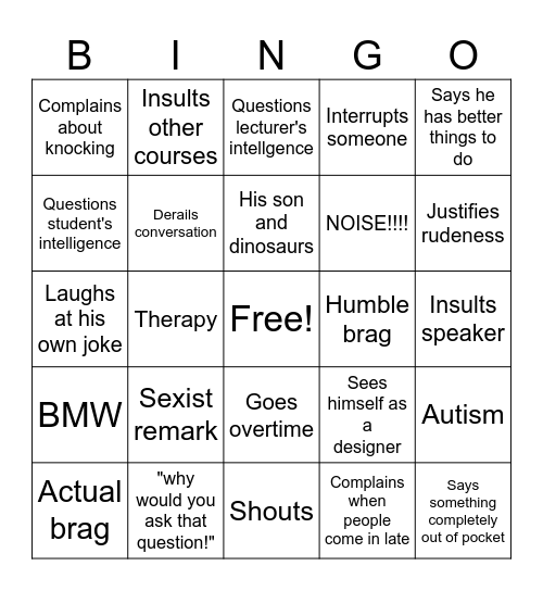 Erik Bingo Card
