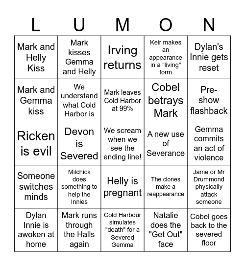 Severance Finale Bingo Card