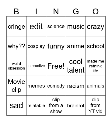 TikTok Bingo Card